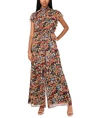 Msk Women's Flutter-Sleeve Smocked-Waist Jumpsuit