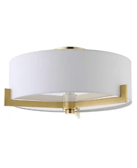 Hudson & Canal Hamlin 8.25" Metal 2-Light Semi Flush Mount with Fabric Shade