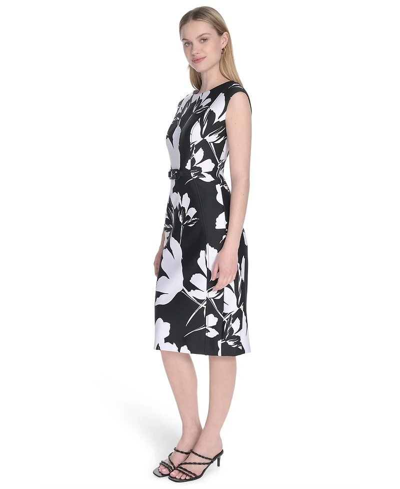 Calvin Klein Women's Short-Sleeve Scuba Midi Dress