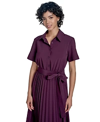 Calvin Klein Women's Short-Sleeve Pleated-Skirt Midi Dress