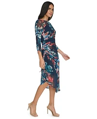 Calvin Klein Women's Side Ruched Mesh Midi Dress