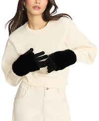 Steve Madden Faux-Fur-Cuff Cozy Knit Gloves