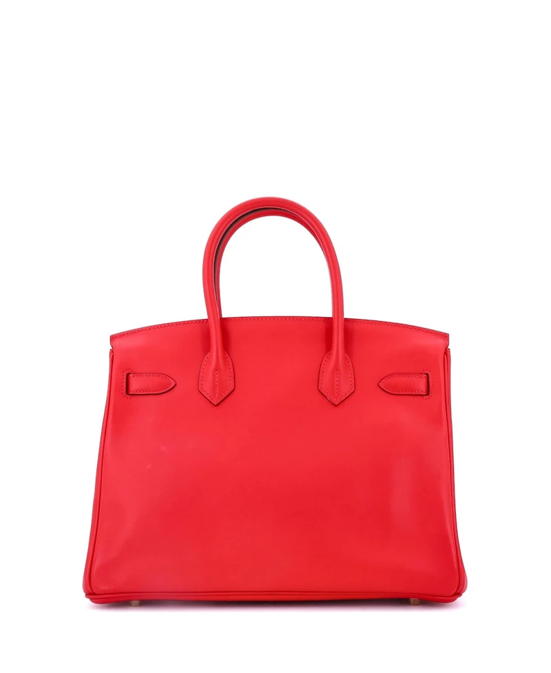 Pre-Owned Hermes Birkin 30 Handbag Red Jonathan with Gold Hardware