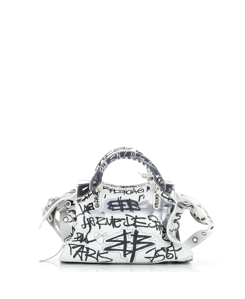Pre-Owned Balenciaga Xs Neo Cagole Graffiti City Bag Leather