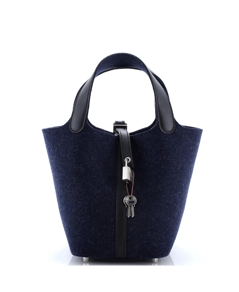 Pre-Owned Hermes Pm Picotin Lock Bag Felt with Leather