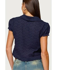 Edikted Women's Lanie Eyelet Tailored Button Up Shirt