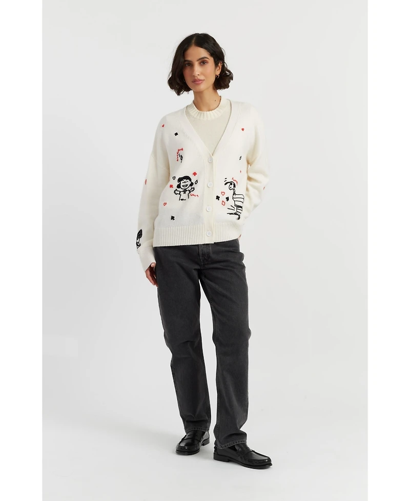 Chinti & Parker Women's Wool Cashmere Peanuts Poker Cardigan