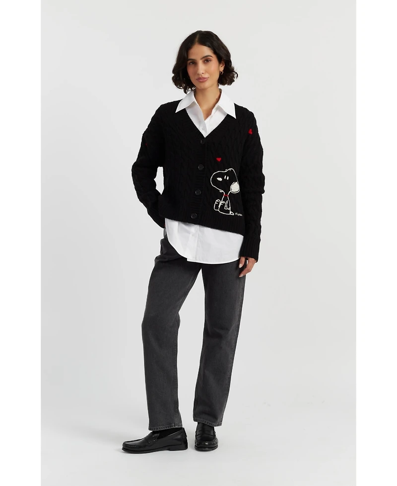 Chinti & Parker Women's Wool Cashmere Snoopy Cable Cardigan