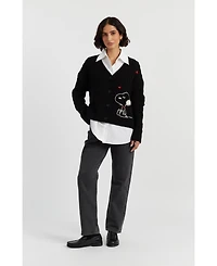 Chinti & Parker Women's Wool Cashmere Snoopy Cable Cardigan