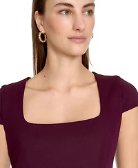 Calvin Klein Women's Scuba Crepe Square-Neck Fit & Flair Dress