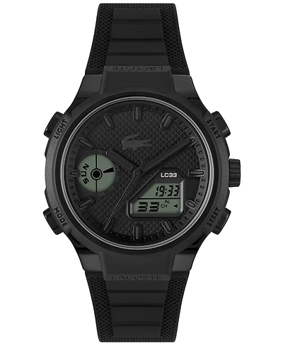 Lacoste Men's LC33 Black Silicone Strap Watch, 44.8mm