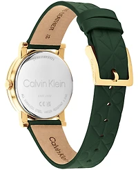 Calvin Klein Women's Ck Monogram Green Leather Strap Watch 32mm