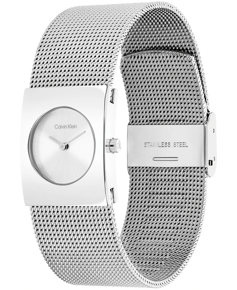 Calvin Klein Women's Ck Pulse Silver Tone Stainless Steel Mesh Bracelet Watch 21.5mm