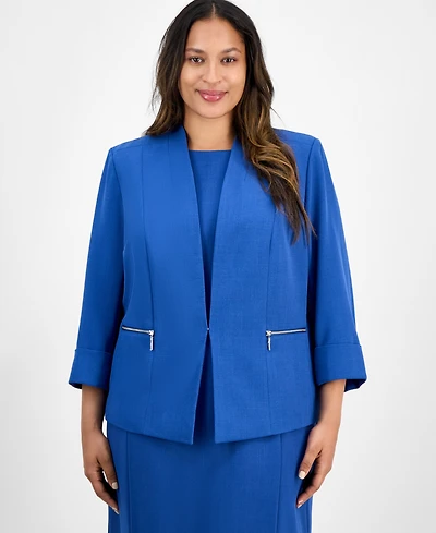 Kasper Plus Cuffed Kiss-Front Blazer