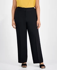 Kasper Plus Mid-Rise Stretch Crepe Wide-Leg Pants