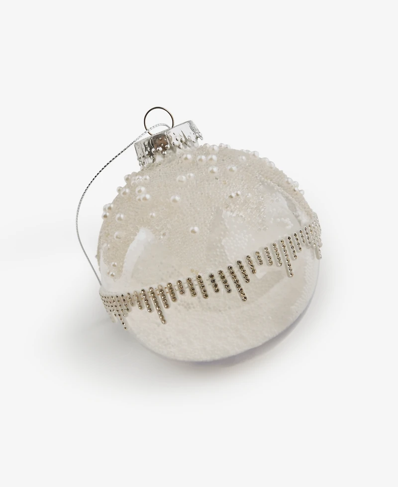 Holiday Lane Iced Delight Silver Ball Ornament, Macy's Exclusive