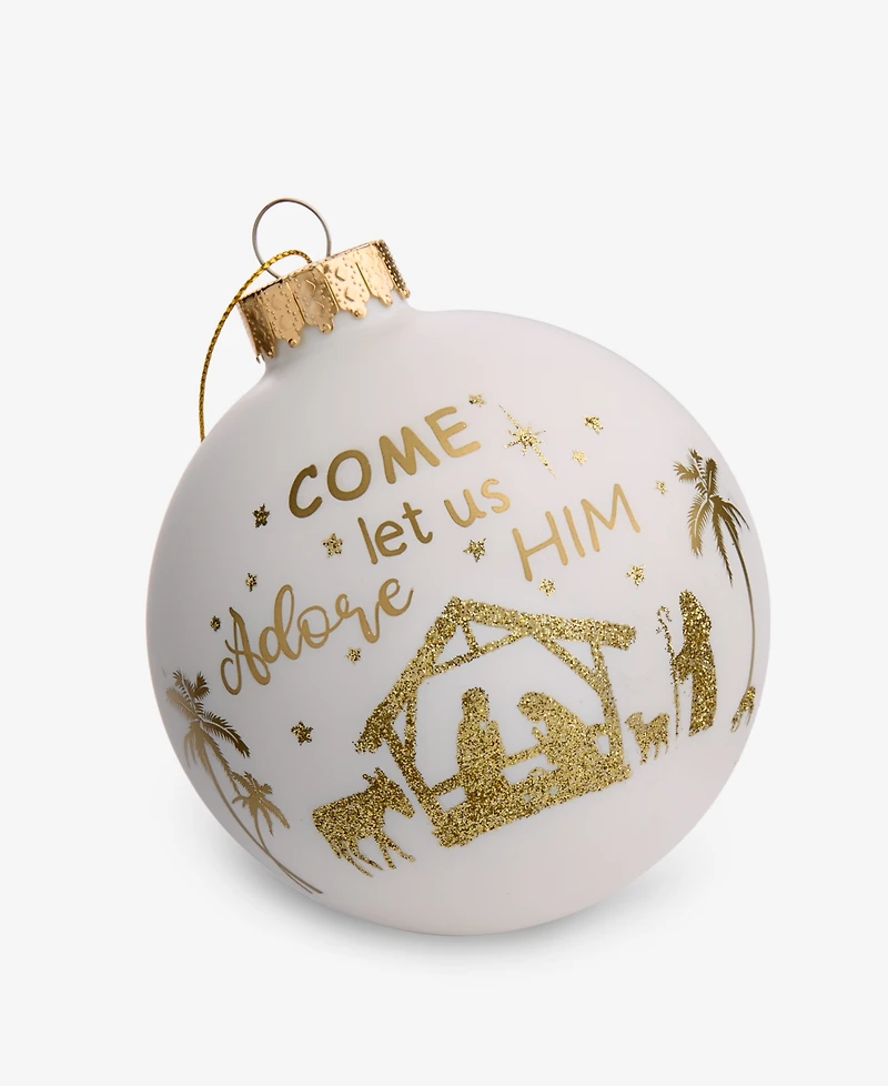 Holiday Lane Blessed White And Gold Nativity Ball Ornament, Macy's Exclusive