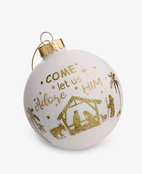 Holiday Lane Blessed White And Gold Nativity Ball Ornament, Macy's Exclusive