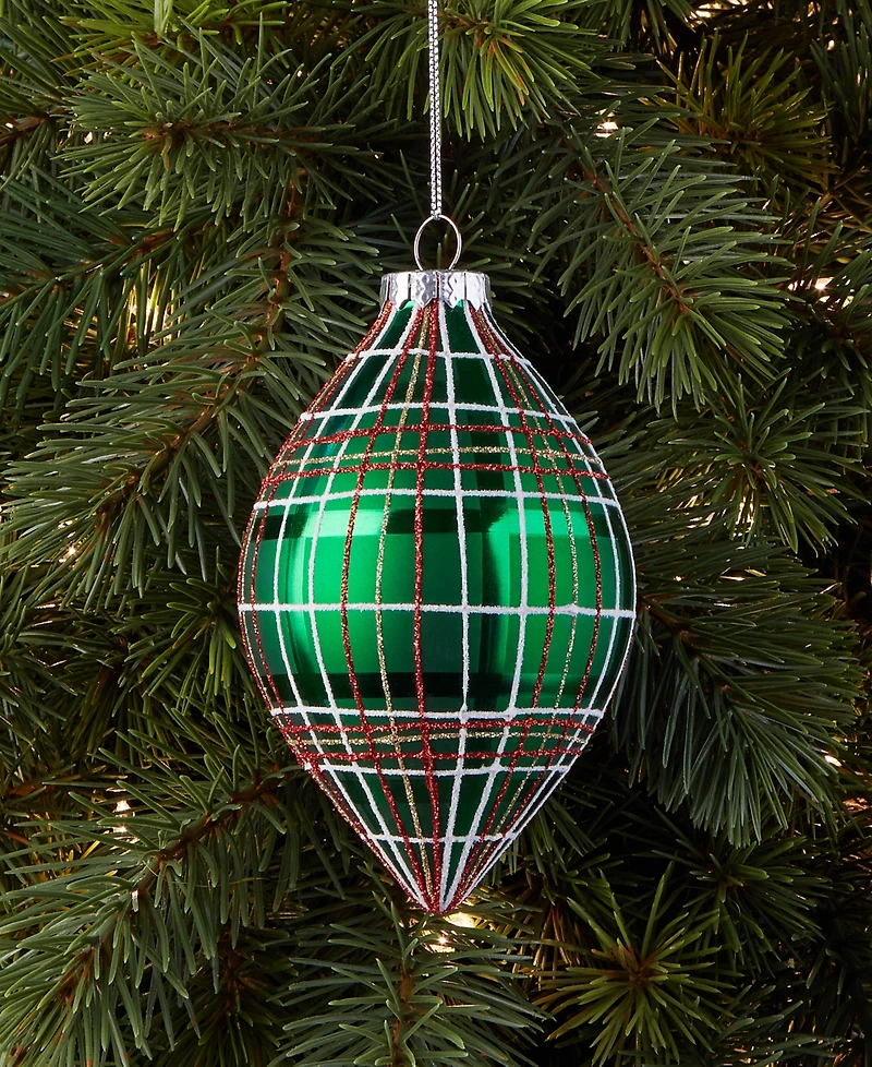 Holiday Lane Christmas Cheer Plaid Drop Ornament, Macy's Exclusive