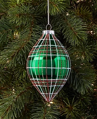 Holiday Lane Christmas Cheer Plaid Drop Ornament, Macy's Exclusive