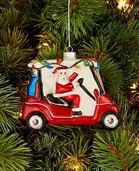 Holiday Lane Sports Glass Santa's Golf Cart Ornament, Macy's Exclusive