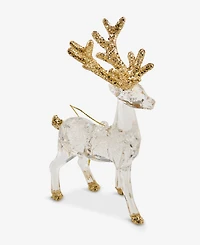 Holiday Lane Iced Delight Clear And Gold Deer Ornament, Macy's Exclusive