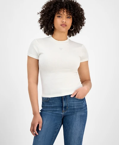 Guess Women's Licia Short-Sleeve Mock-Neck Top