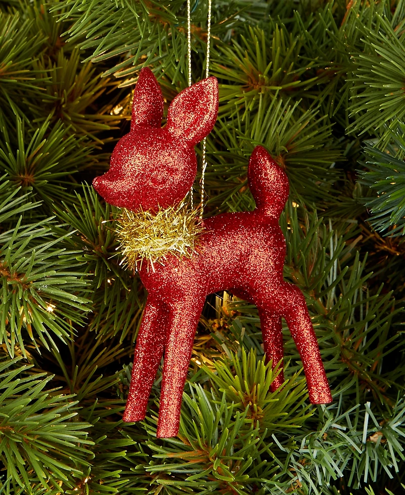 Holiday Lane Christmas Glitters Red Deer With Scarf Ornament, Macy's Exclusive