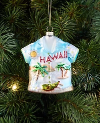 Holiday Lane Hawaii Glass Glittered Shirt Ornament, Macy's Exclusive