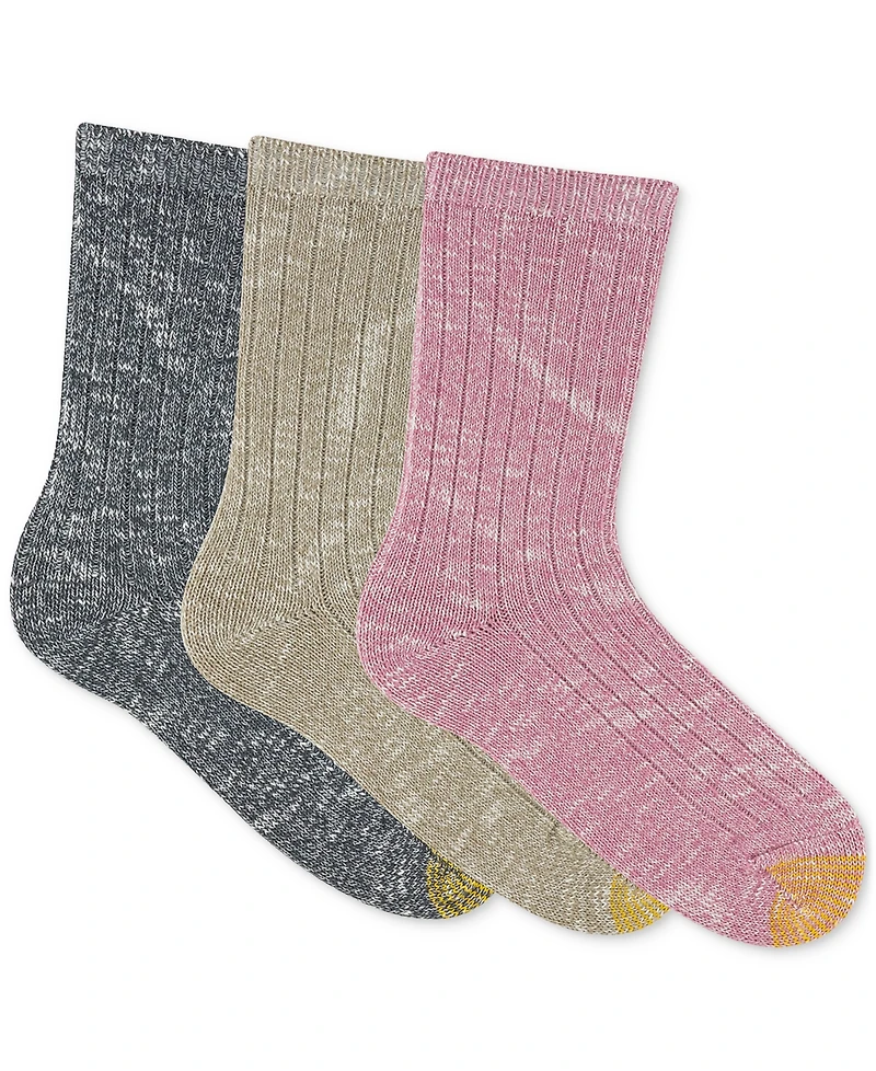 Gold Toe Women's 3-Pk. Supersoft Slub Crew Socks GTDL0163R03