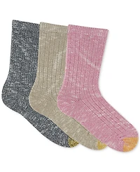 Gold Toe Women's 3-Pk. Supersoft Slub Crew Socks GTDL0163R03