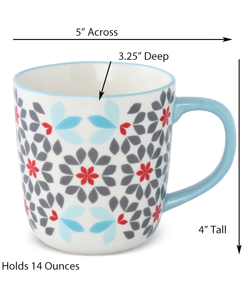 Lorren Home Trends Geo Floral Mugs