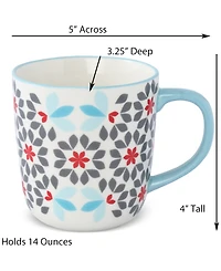 Lorren Home Trends Geo Floral Mugs
