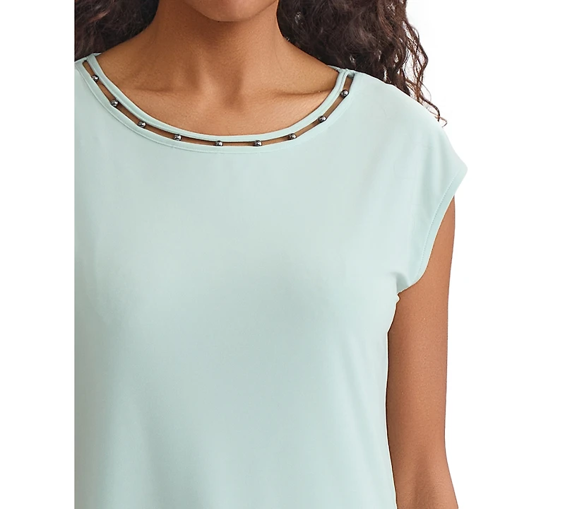 Kasper Women's Beaded-Trim Extended-Shoulder Top, Regular & Petite Sizes