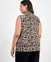 Kasper Plus Sleeveless Tie-Neck Top