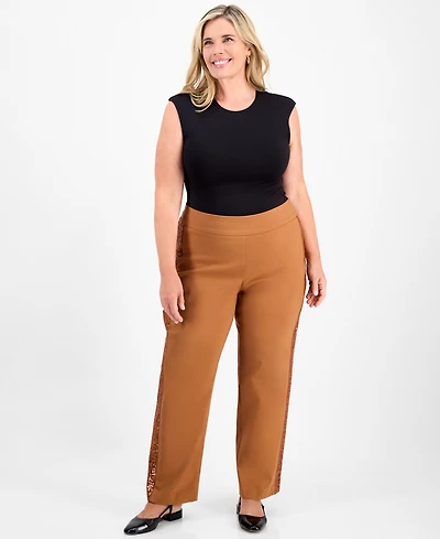 Jm Collection Plus Side-Sequin Cambridge Pants, Macy's Exclusive