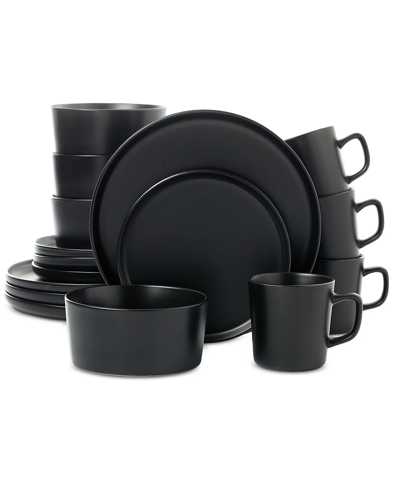 Lorren Home Trends Black 16-Pc. Dinnerware Set, Service for 4