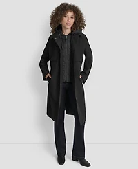 Dkny Women's Hooded Bibbed Belted Trench Coat