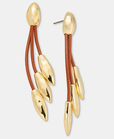 Style & Co Gold-Tone Leather Tassel Drop Earrings, Macy's Exclusive