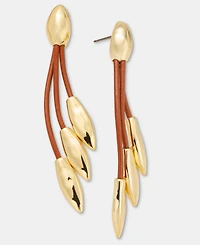 Style & Co Gold-Tone Leather Tassel Drop Earrings, Macy's Exclusive
