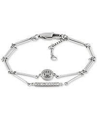 Tommy Hilfiger Logo & Pave Bar Double-Row Flex Bracelet
