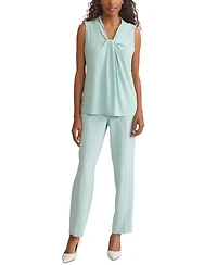 Kasper Women's Twisted V-Neck Sleeveless Top