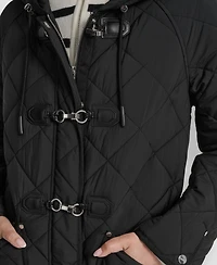 Dkny Women's Hooded Toggle Quilted Coat