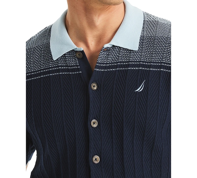 Nautica Men's Short Sleeve Button-Front Sweater