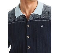 Nautica Men's Short Sleeve Button-Front Sweater