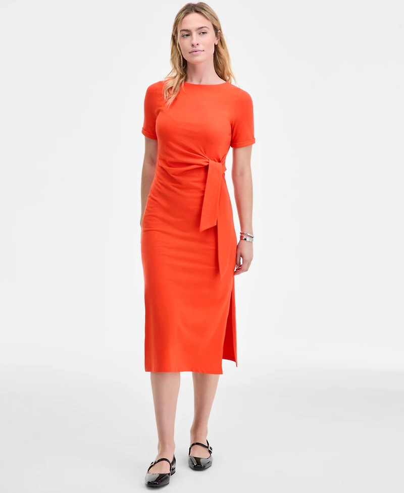 On 34th Women's Crewneck Wrap Tie Dress