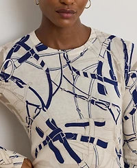 Lauren Ralph Women's Belting-Print Cotton-Blend Sweater