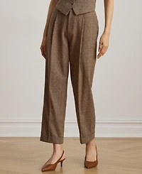 Lauren Ralph Women's Glen Plaid Pleated Cropped Pants
