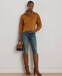 Lauren Ralph Women's Buckle-Trim Cotton-Blend Shirt