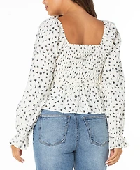 Celebrity Pink Juniors' Ditsy-Print Ruffle-Trim Babydoll Top